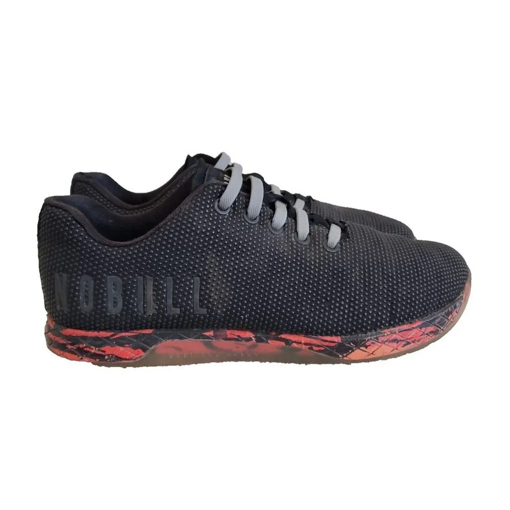 Nobull SuperFabric Trainer Men's Sz 7 Women's Sz 8.5 US Black Red Athletic Shoes